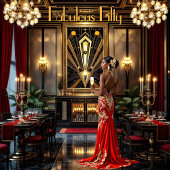 Fabulous 50ste Art Deco Vrouw Afro-Amerikaans Rood Kaart