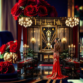 Fabulous 50ste Art Deco Vrouw Afro-Amerikaans Rood Kaart