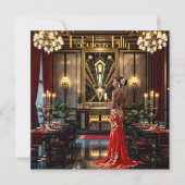 Fabulous 50ste Art Deco Vrouw Afro-Amerikaans Rood Kaart (Voorkant)