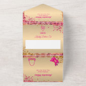 Fabulous 50ste verjaardag hoge hakken goud roze me all in one uitnodiging (Buitenkant)