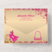 Fabulous 50ste verjaardag hoge hakken goud roze me all in one uitnodiging (Achterkant)