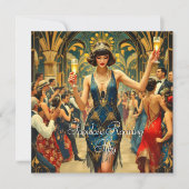 Fabulous 50th 1920's Art deco Vrouw Blauw Kaart (Voorkant)