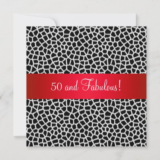 Fabulous 50th Animal Print Black White Party Kaart (Voorkant)