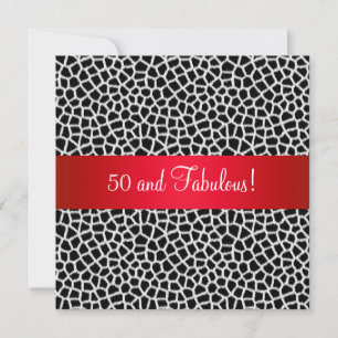 Fabulous 50th Animal Print Black White Party Kaart