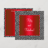 Fabulous 50th Animal Print Black White Party Kaart (Voorkant / Achterkant)