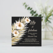Fabulous 50th Beige White Black Floral Birthday Kaart (Staand voorkant)