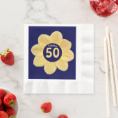 Fabulous 50th Birthday Blue and Yellow Floral Servet (Insitu)