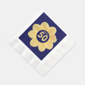 Fabulous 50th Birthday Blue and Yellow Floral Servet (Hoek)
