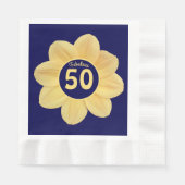 Fabulous 50th Birthday Blue and Yellow Floral Servet (Voorkant)
