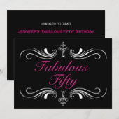 Fabulous 50th Birthday Invitation Kaart (Voorkant / Achterkant)