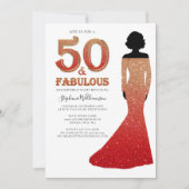 Fabulous 50th Birthday Ombre Glitter Gown Kaart (Voorkant)