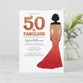 Fabulous 50th Birthday Ombre Glitter Gown Kaart (Staand voorkant)