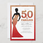 Fabulous 50th Birthday Ombre Glitter Gown Kaart (Voorkant)