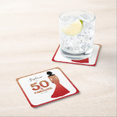 Fabulous 50th Birthday Ombre Glitter Gown Kartonnen Onderzetters (Insitu)