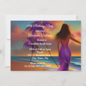 Fabulous 50th Birthday Paars Beach Ocean Gold Kaart (Achterkant)