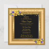 Fabulous 50th Birthday Party Gold Black Yellow Kaart (Achterkant)