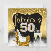 Fabulous 50th Birthday Party Gold Diamond Glitter Kaart (Voorkant)