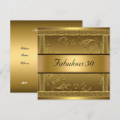 Fabulous 50th Birthday Party Gold Invitation Kaart (Voorkant / Achterkant)