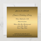 Fabulous 50th Birthday Party Gold Invitation Kaart (Achterkant)