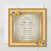 Fabulous 50th Birthday Party Gold Yellow Flower Kaart (Achterkant)