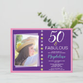 Fabulous 50th Birthday Party Kaart (Staand voorkant)