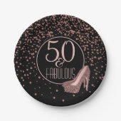 Fabulous 50th Birthday Party | Roos Gold Black Papieren Bordje (Voorkant)