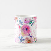 Fabulous 50th Birthday Pink Paarse Rozen Peonies Koffiemok (Center)