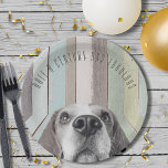 Fabulous 50th Birthday Quote Custom Paper Bord<br><div class="desc">Een 50ste verjaardag is een geweldige mijlpaal. Een speciaal verjaardagsfeestje collectie is een geweldige manier om deze prestatie te vieren! Half A Century and Fabulous" beschikt over een Beagle hond op te kijken en neutrale gekleurde gestreepte achtergrond. De woorden kunnen worden aangepast, samen met het lettertype en de letterkleur. Wat...</div>