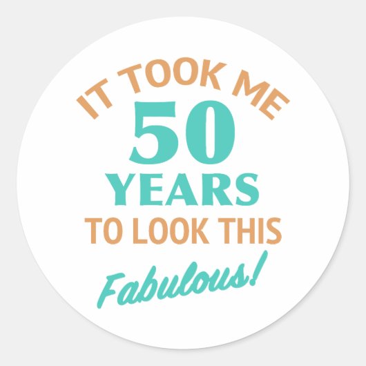 Fabulous 50th Birthday Ronde Sticker (Voorkant)