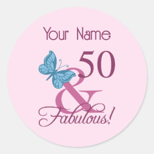 Fabulous 50th Birthday Ronde Sticker
