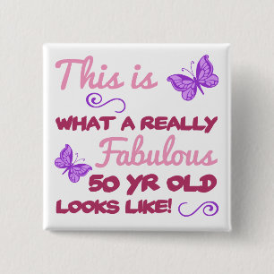 Fabulous 50th Birthday Vierkante Button 5,1 Cm