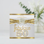 Fabulous 50th Birthday White Pearl Gold Lace Kaart (Staand voorkant)