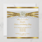 Fabulous 50th Birthday White Pearl Gold Lace Kaart (Achterkant)