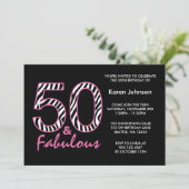 Fabulous 50th Black and Pink Zebra Birthday Kaart (Staand voorkant)