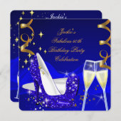 Fabulous 50th Blue Glitter High Hiel Dag 2 Kaart (Voorkant / Achterkant)