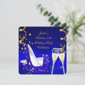 Fabulous 50th Blue Glitter High Hiel Dag 2 Kaart (Staand voorkant)