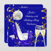 Fabulous 50th Blue Glitter High Hiel Dag 3 Kaart (Voorkant / Achterkant)