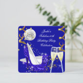 Fabulous 50th Blue Glitter High Hiel Dag 3 Kaart (Staand voorkant)