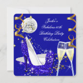 Fabulous 50th Blue Glitter High Hiel Dag 3 Kaart (Voorkant)