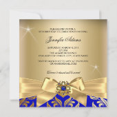 Fabulous 50th Blue Pearl Gold Leaf Bow Birthday Kaart (Achterkant)