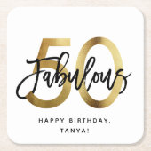Fabulous 50th | Chic Gold Fun Modern Birthday Kartonnen Onderzetters (Voorkant)