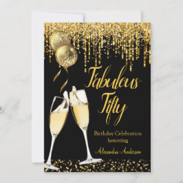 Fabulous 50th day Glitter Gold Champagne 2 Kaart