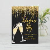 Fabulous 50th day Glitter Gold Champagne Kaart (Staand voorkant)