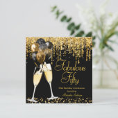 Fabulous 50th day Glitter Gold Champagne SQ Kaart (Staand voorkant)