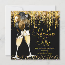 Fabulous 50th day Glitter Gold Champagne SQ Kaart