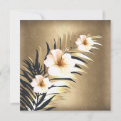 Fabulous 50th gold Brown Beige Black Floral party Kaart (Achterkant)