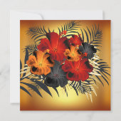 Fabulous 50th Gold Red Oranje Black Hibiscus party Kaart (Achterkant)