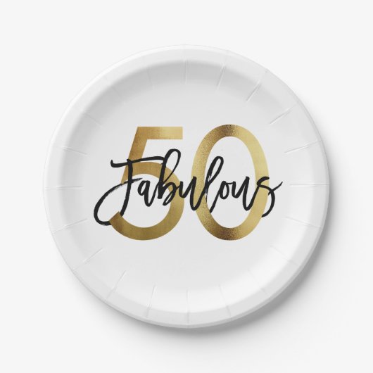 Fabulous 50th | Modern Elegant Gold Birthday Papieren Bordje (Voorkant)