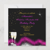 Fabulous 50th Party Glitter Hot Pink Champagne Kaart (Achterkant)
