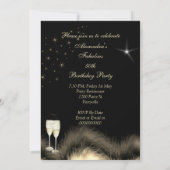 Fabulous 50th Party Glitter Sepia Beige Champagne Kaart (Achterkant)